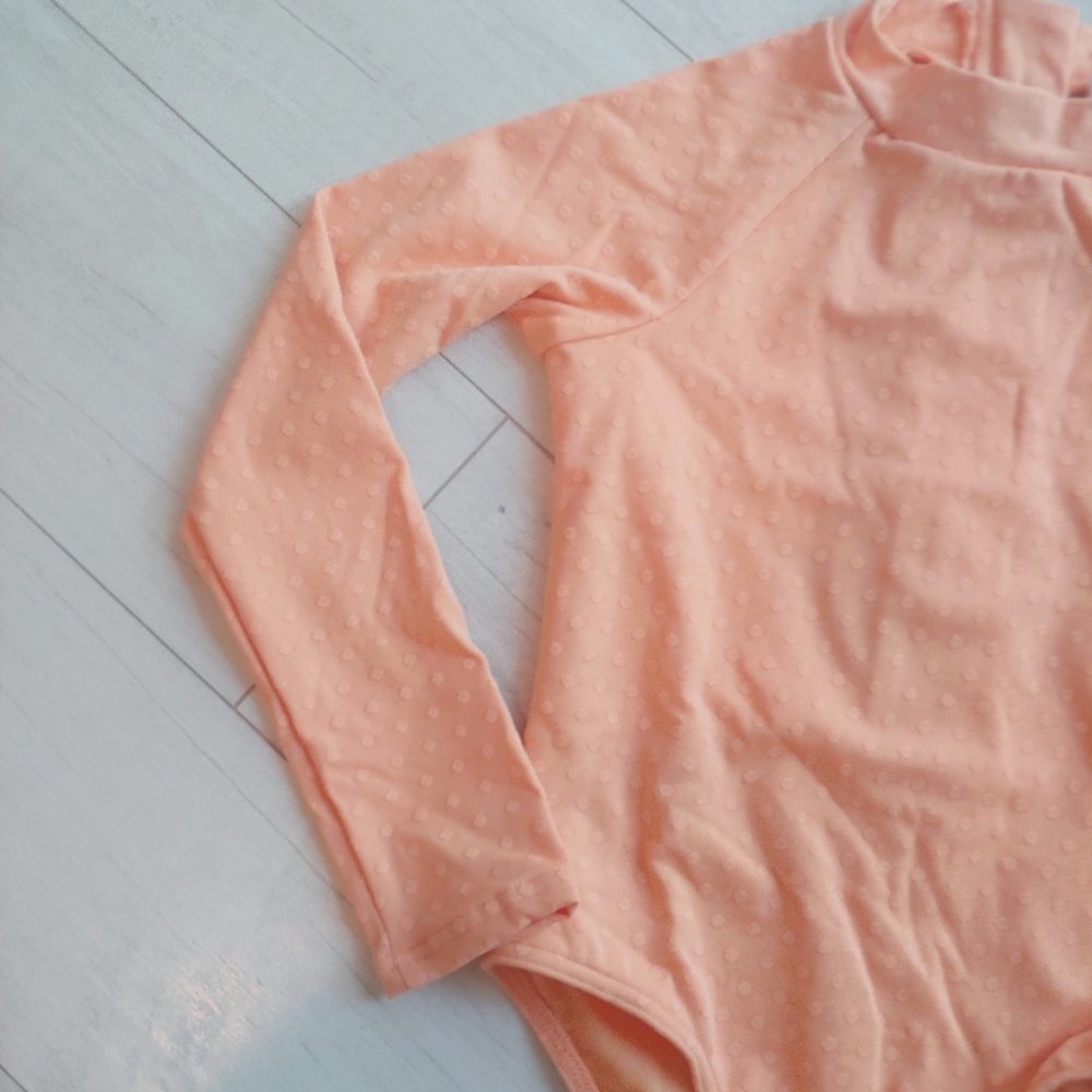 ROXY girl Peach Dot Full Rashguard Swimsuit NEW. ADORABLE - Picture 2 of 9